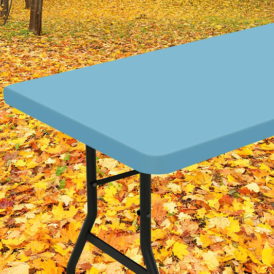 Smiry Rectangle Tablecloth, Elastic Fitted Flannel Backed Vinyl Tablecloths for 6ft Folding Tables, Waterproof Wipeable Table Covers for Indoor, Outdoor, Picnic and Camping (Aqua, 30"x72")