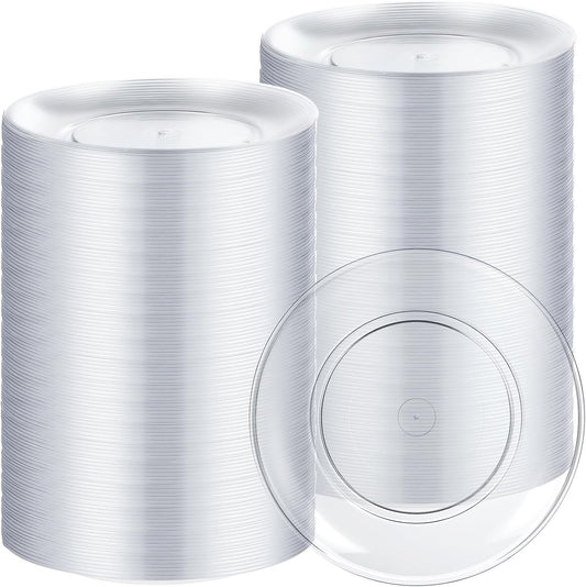 Mimorou 300 Pcs Clear Plastic Dessert Plates 5.5 Inch Disposable Cake Plates Small Party Dishes Bulk Clear Round Dishes for Wedding Dinner Appetizers BBQ Travel Catering Events