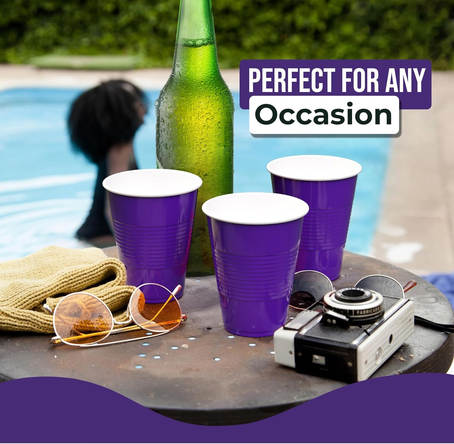 18 Oz Purple Plastic Cups For Party Supplies 50 Pack | Purple Disposable Cups Plastic | Disposable Drinkware For Parties, Events & Everyday