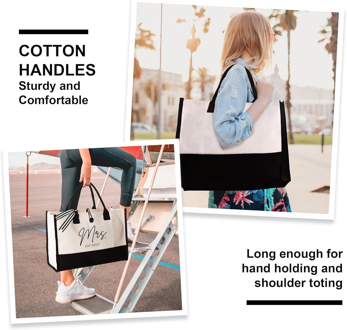 Afterprints Mrs Canvas Tote Bag for Bride 2025, Bride Gifts for Bridal Shower, Wedding Gifts for Bride to Be, Future Mrs, Engagement, Bachelorette Party Gift