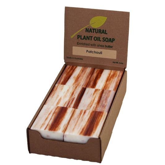 Simple Scents Australia Patchouli Scented Natural Soap Bars (12 Bars), 3.5oz Moisturizing French Triple Milled Soap Bars Enriched with Shea Butter - Pure Plant Oil Bath & Body Bars