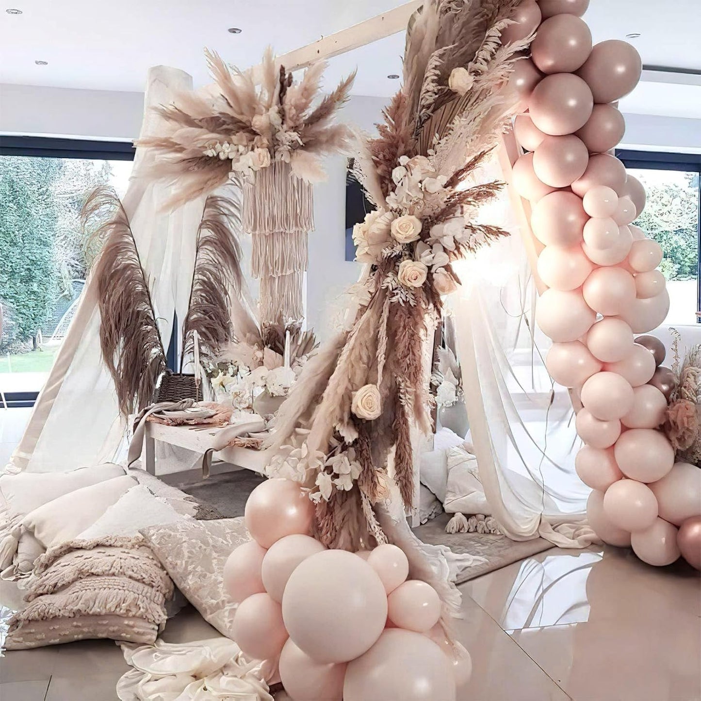 PartyWoo Beige Balloons 140pcs Different Sizes of 18 12 10 5 Inch Boho Cream Ivory Neutral Balloon Arch Kit Garland for Wedding Bridal Graduation Baby Shower Birthday Party Decorations White-F60