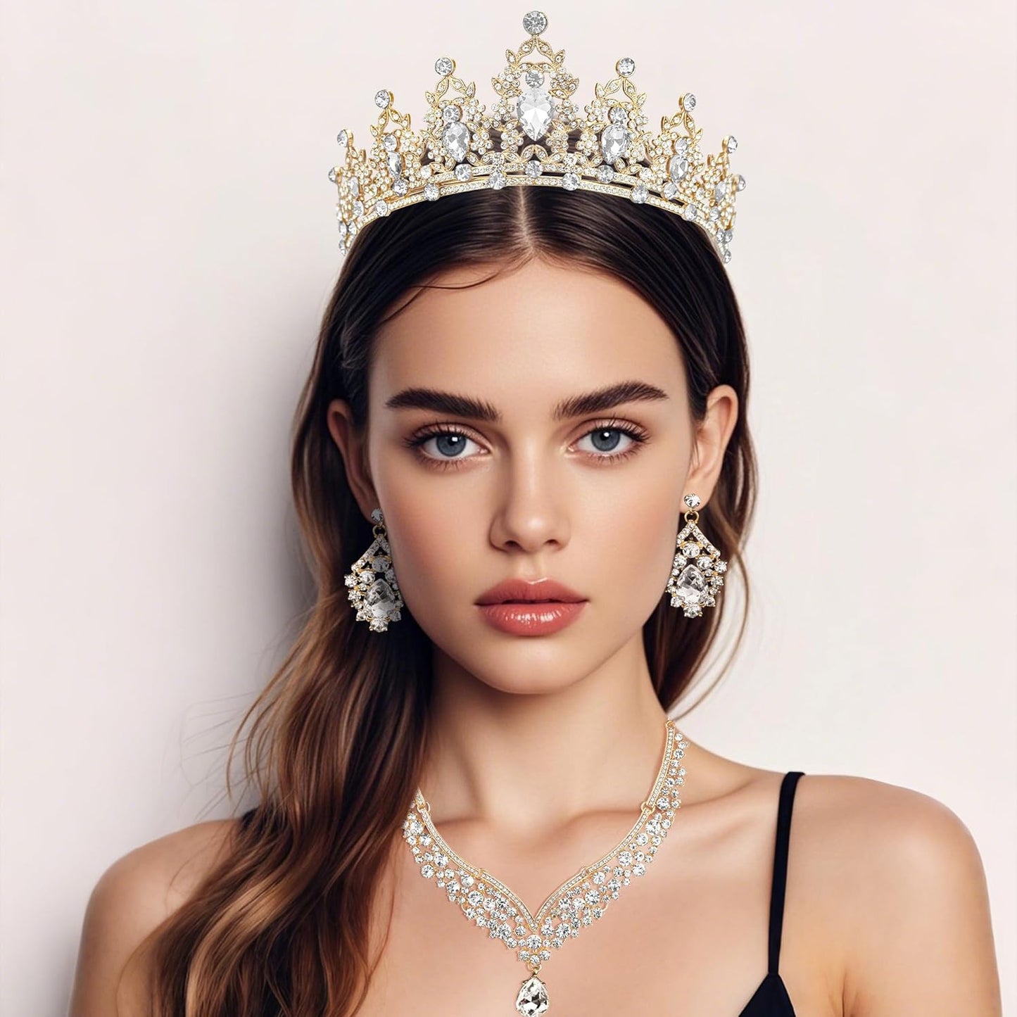 Crowns and Tiaras jewelry sets for Wedding princess birthday party Halloween Prom Pageant Jewelry for Women Crystal Bridal Jewelry Set for women