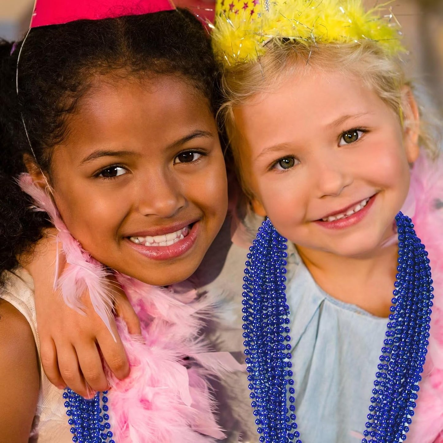 12PCS Christmas Bead Necklace, Blue Bead Necklace Stuff Accessories, 33" Mardi Gras Beads Costume, Festival Events Parade Throw Accessory Sets for Xmas Mardi Gras Gender Reveal Party Supplies