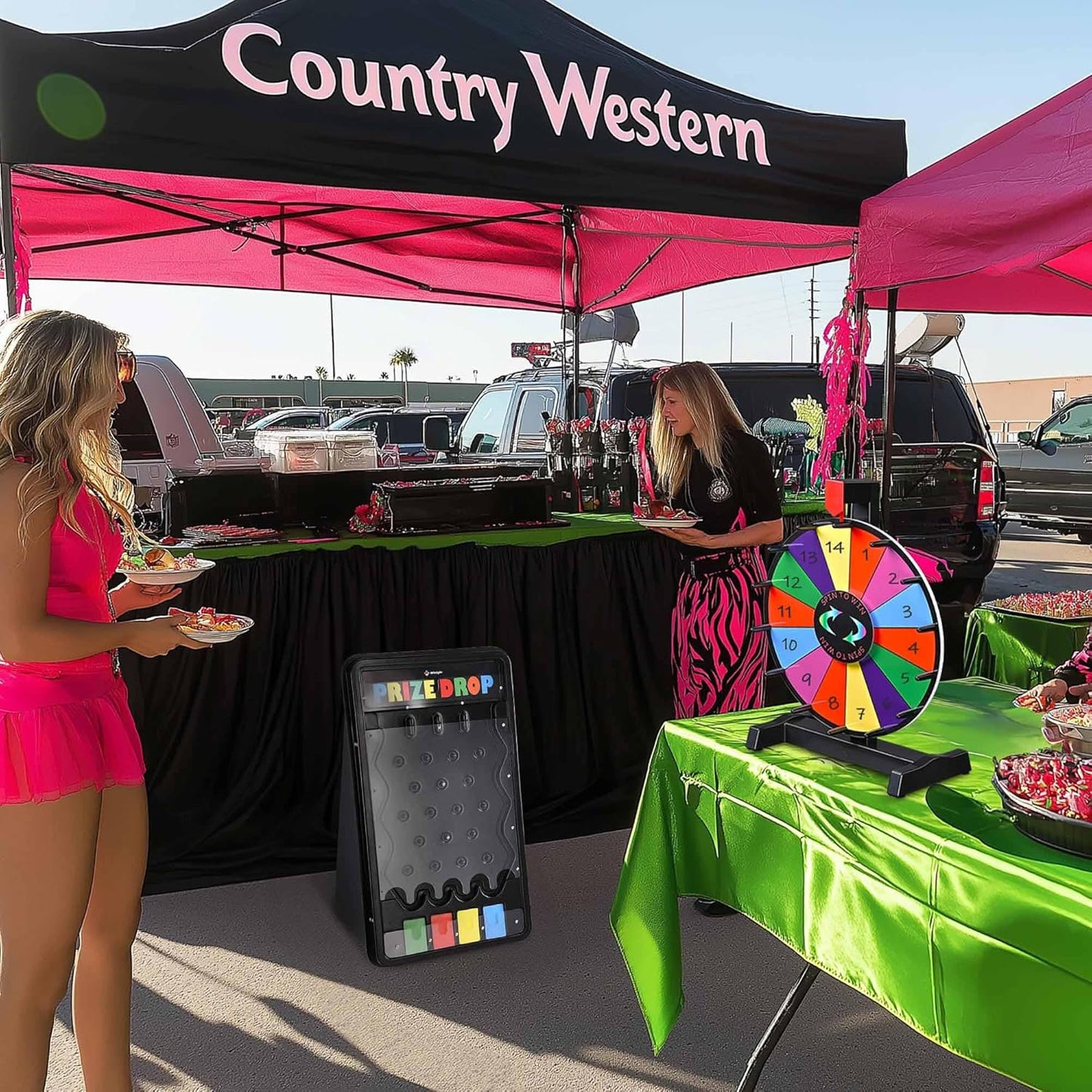 WinSpin Prize Board Kit Fortune Spinning Game 14 Slots Classic Wheel Drop Board Carnival Live Stream Party Tradeshow (12" Prize Wheel & 25x14 Mini Prize Drop)