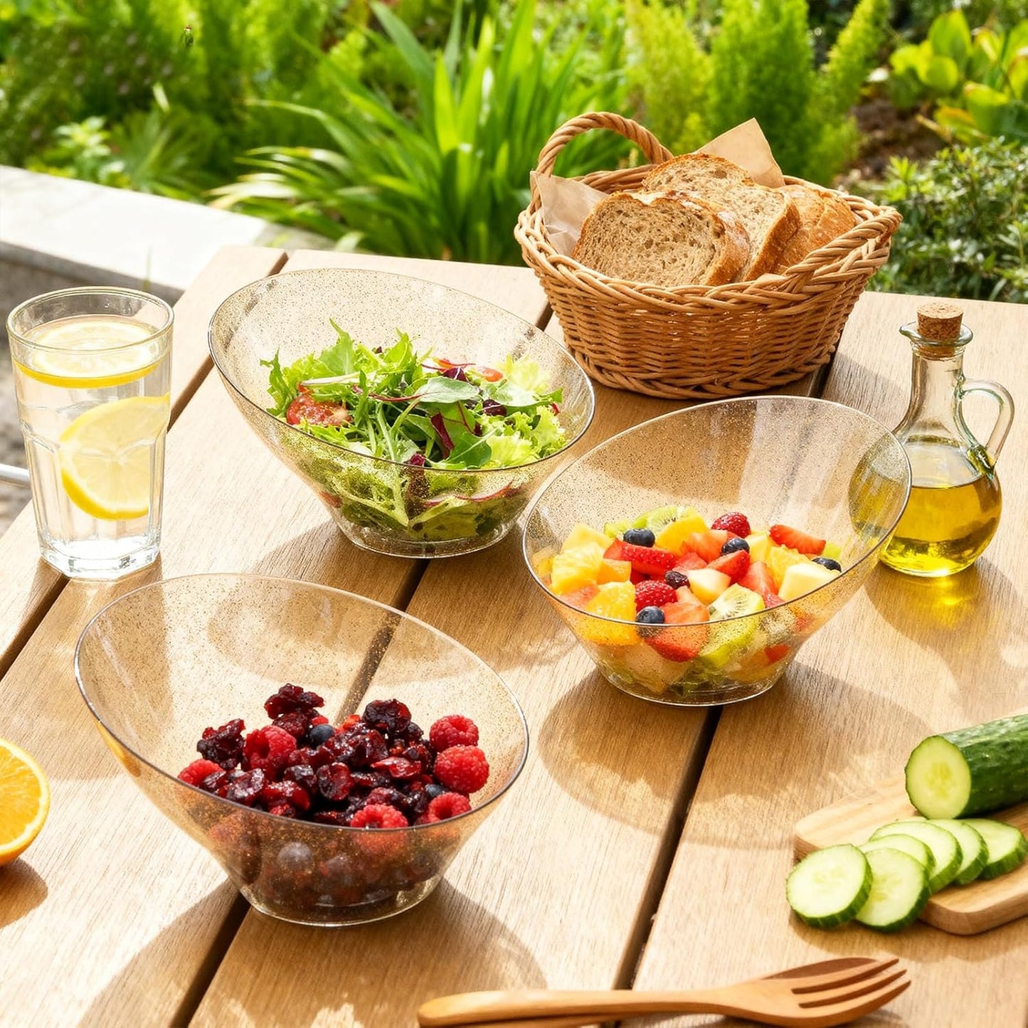 20pack Gold Serving Bowls，20oz Disposable Angled Plastic Candy Bowl, Medium Snack Bowls for Weddings Catering,Party,Dinners,Catering and Everyday Use