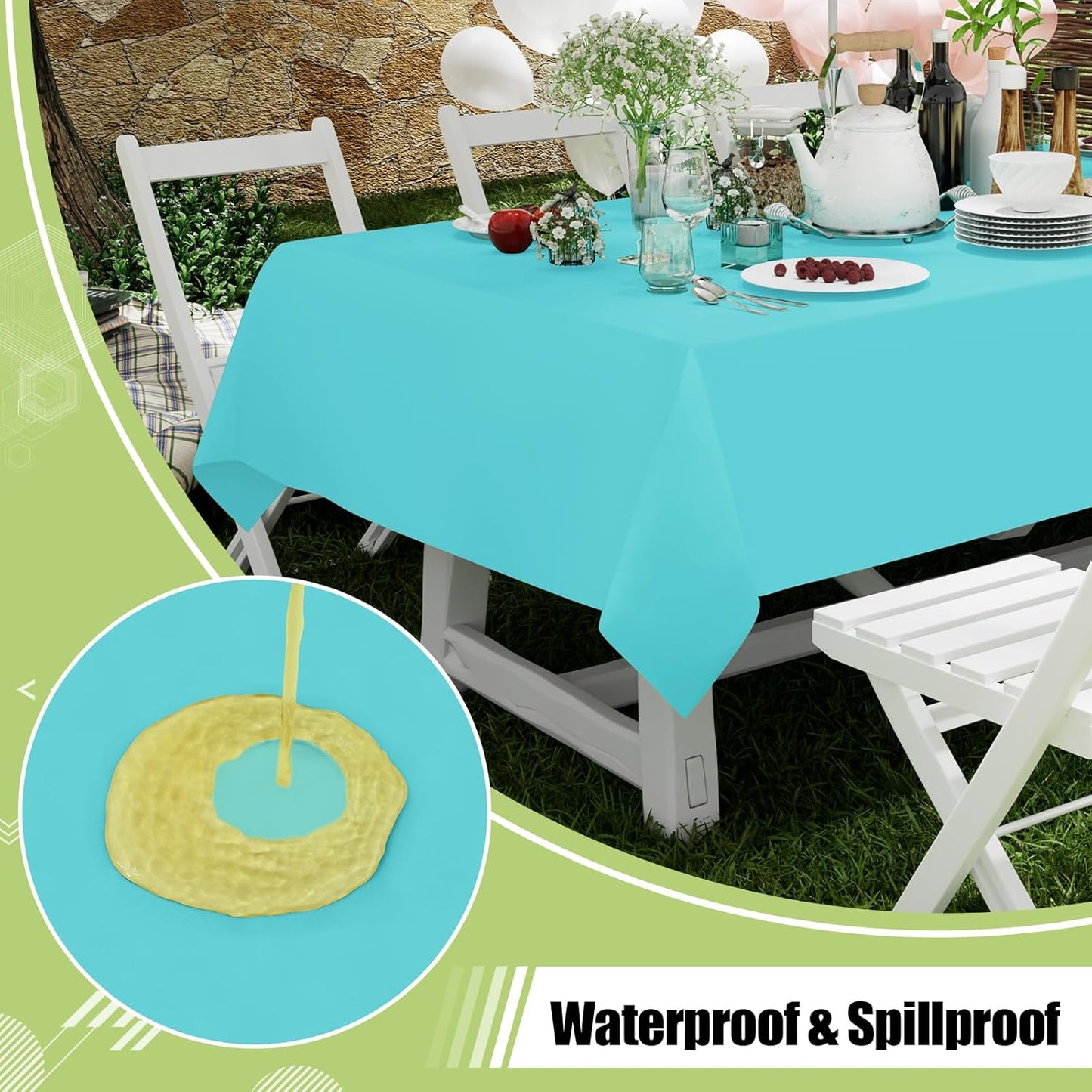 Smiry 54 Inch x 100 Feet Disposable Table Cover Roll, Teal Plastic Table Cloth in Cut-to-Size Box with Slide Cutter, Waterproof Rectangle Tablecloths for Weddings, Banquets, Outdoor