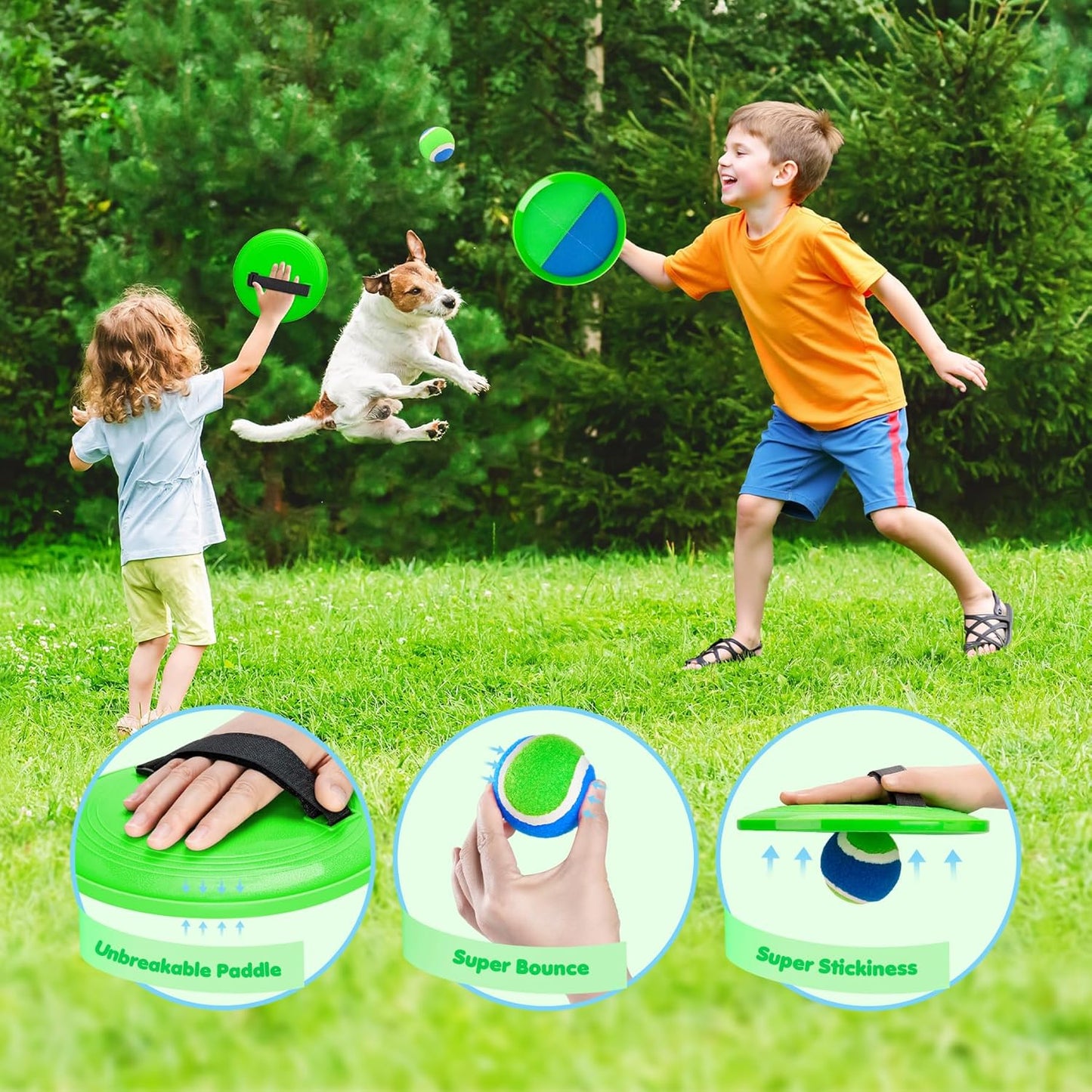 Toss and Catch Ball Set Upgraded - Kids Toys Outdoor Games for Whole Family - Water-Resistant Great for Beach Pool Yard Games - Classic Gift for Boys Girls 3 4 5 6 7 8 9 10 11 12+ Years Old
