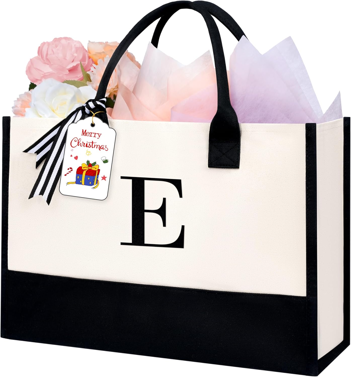 BAGAIL Initial Tote Bag, Personalized Birthday Gifts for Women, Teacher, Friends, Mom, Wedding, Monogrammed Beach Bag