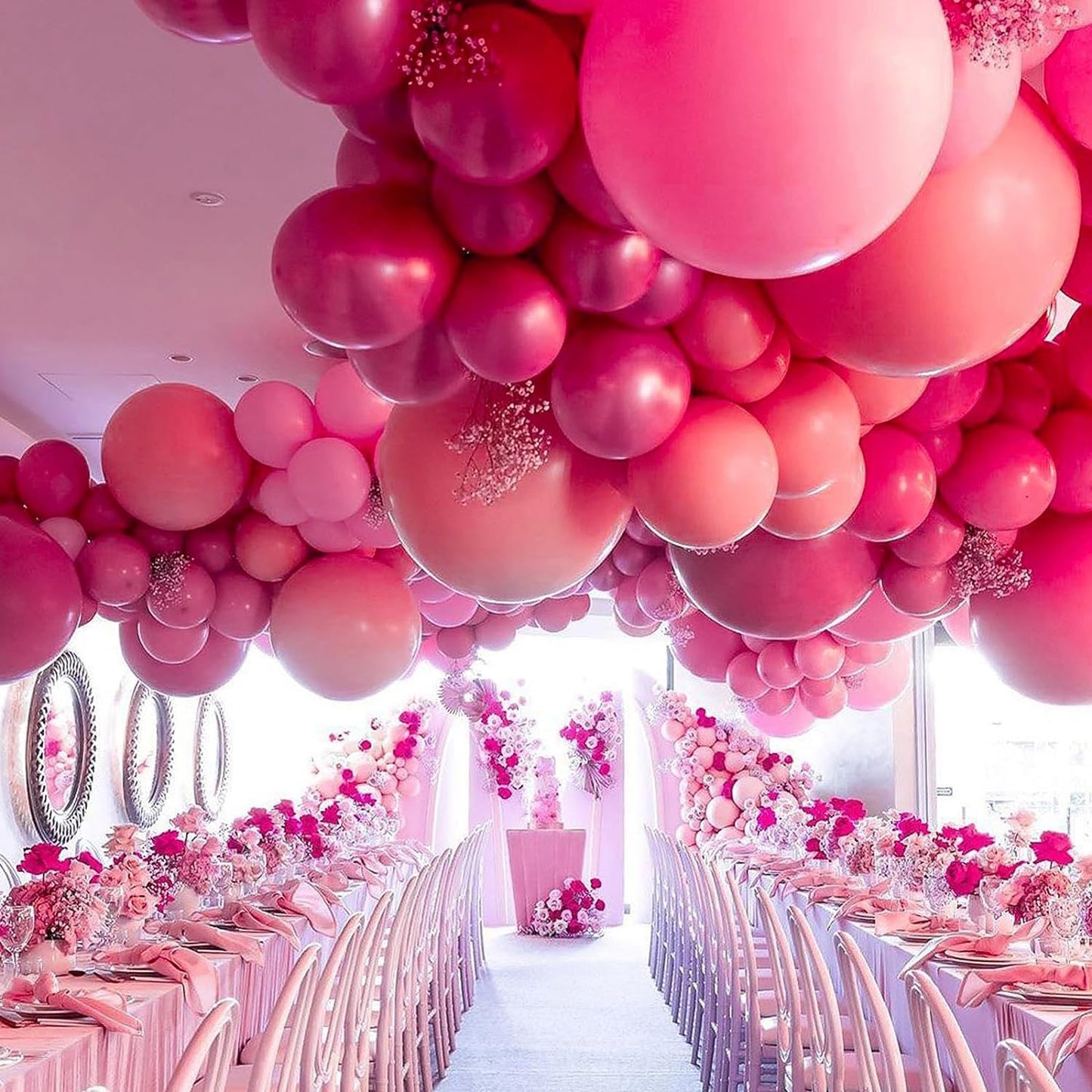 PartyWoo Hot Pink Balloons 128 pcs Different Sizes of 18 12 10 5 Inch Magenta Fuchsia Dark Pink Balloon Arch Kit Garland for Valentine's Day Baby Shower Princess Birthday Party Decorations Pink-Y12