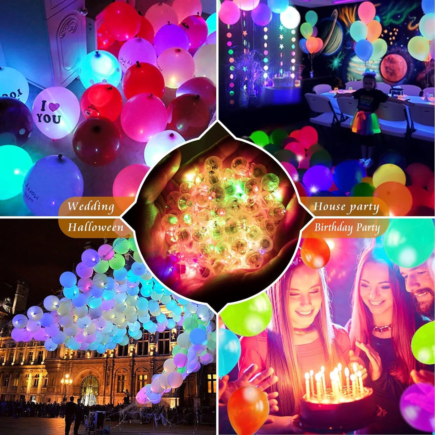 200pcs Balloon Lights Warm White+Rainbow Mini Led Lights Round Long Standby Time Ball Lamps Paper Lantern Balloon Liamps for Birthday Party Easter Christmas Halloween Decoration