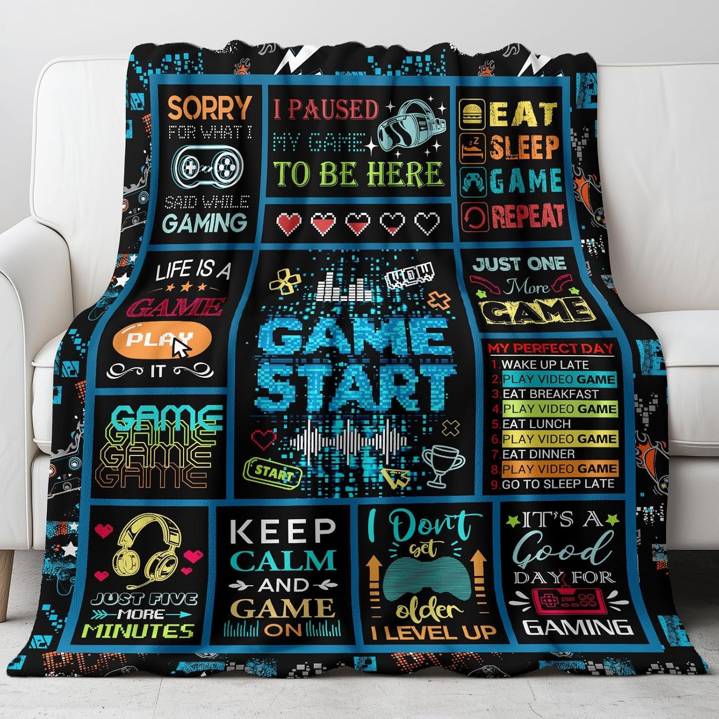 Gamer Blanket Soft Gaming Blanket for Teens Adults Kids Cozy Throw for Couch Sofa Bed Ideal Gamer Gift and Room Decor(50x60 Inch)