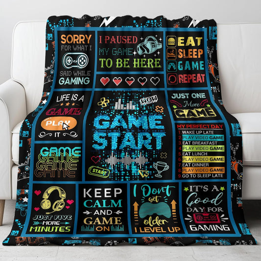 Gamer Blanket Soft Gaming Blanket for Teens Adults Kids Cozy Throw for Couch Sofa Bed Ideal Gamer Gift and Room Decor(50x60 Inch)