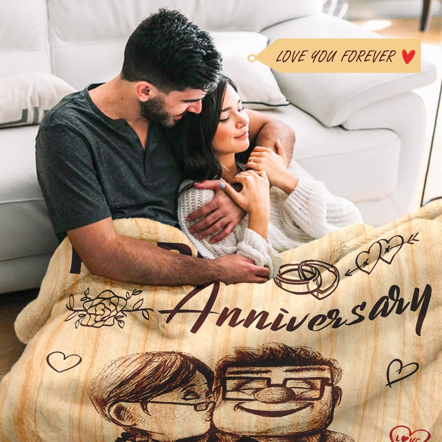Romantic Anniversary Blanket Gifts for Her Him Couple - Anniversary Wedding Gifts for Men Women - Happy Anniversary Decorations for Husband Wife Girlfriend Boyfriend - Aniversario Blanket 50"x60"