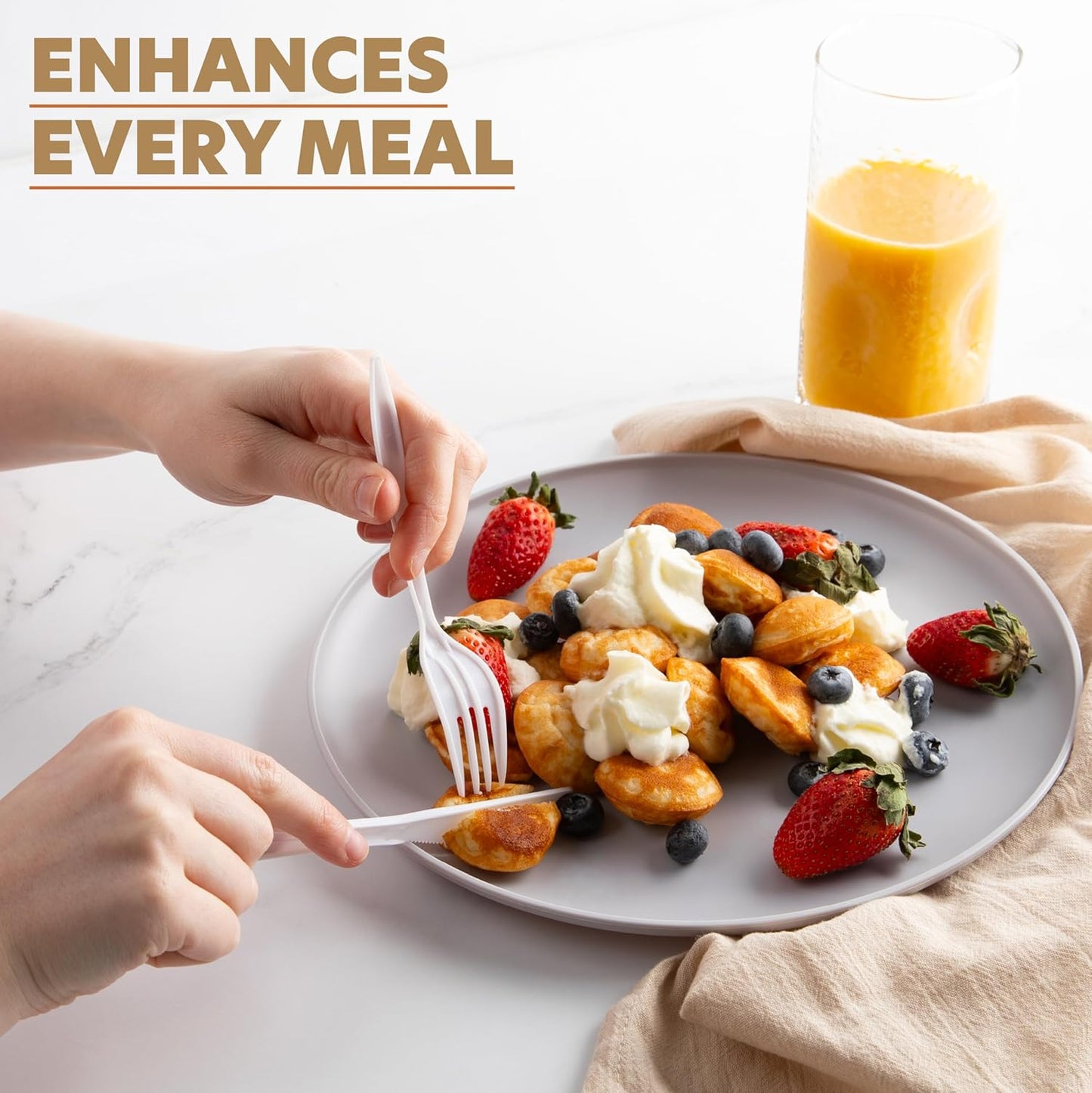 PLASTICPRO 400 Pack Disposable Plastic Utensils Assorted Colored Cutlery Combo Set Forks Spoons Knives Silverware, White Plastic Cutlery for Parties