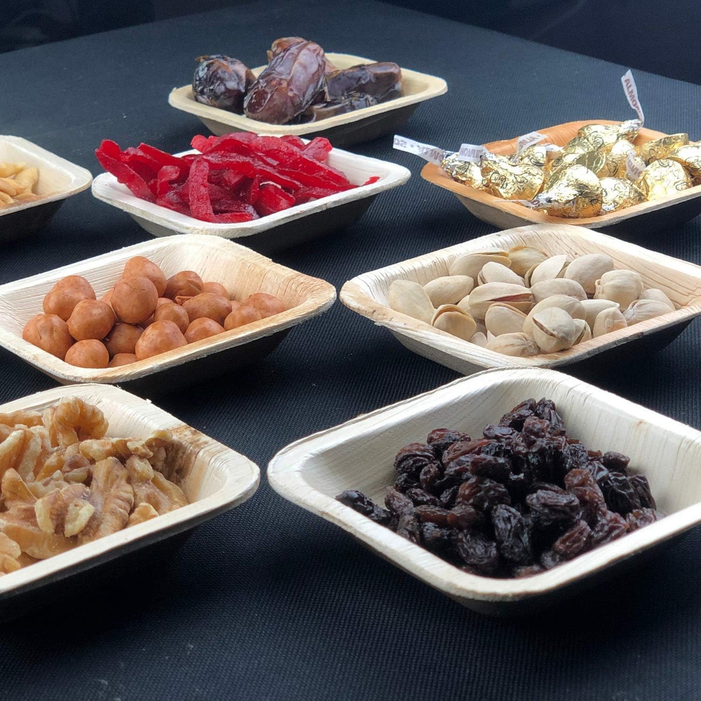 Raj Disposable Palm Leaf Bulk Bowls (200 Count, 4" Square Bowls) Strong Bowl Like Bamboo Party Bowl - Decorative Compostable Tableware for Lunch, Dinner, Birthday, Outdoor, BBQ, Picnic.