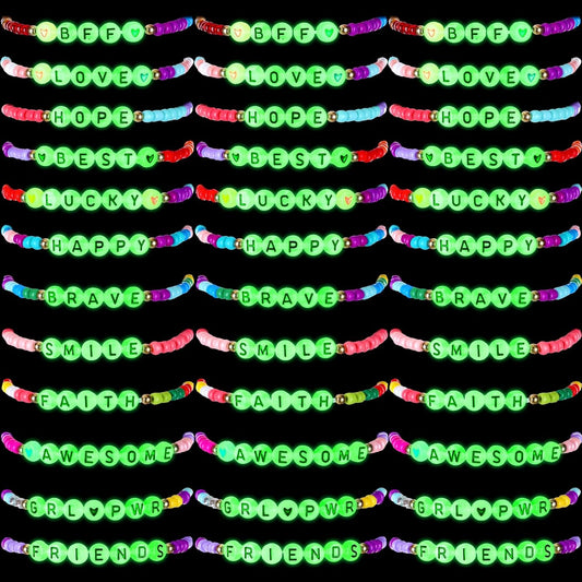 Cunno 36 Pcs Kids Friendship Bracelets for Girls Women Beads Bracelets Surfer Stretch Beaded Cute Colorful jewelry for Birthday Goodie Bag Stuffers Fillers School Gifts Party Favors(Delicate Style)