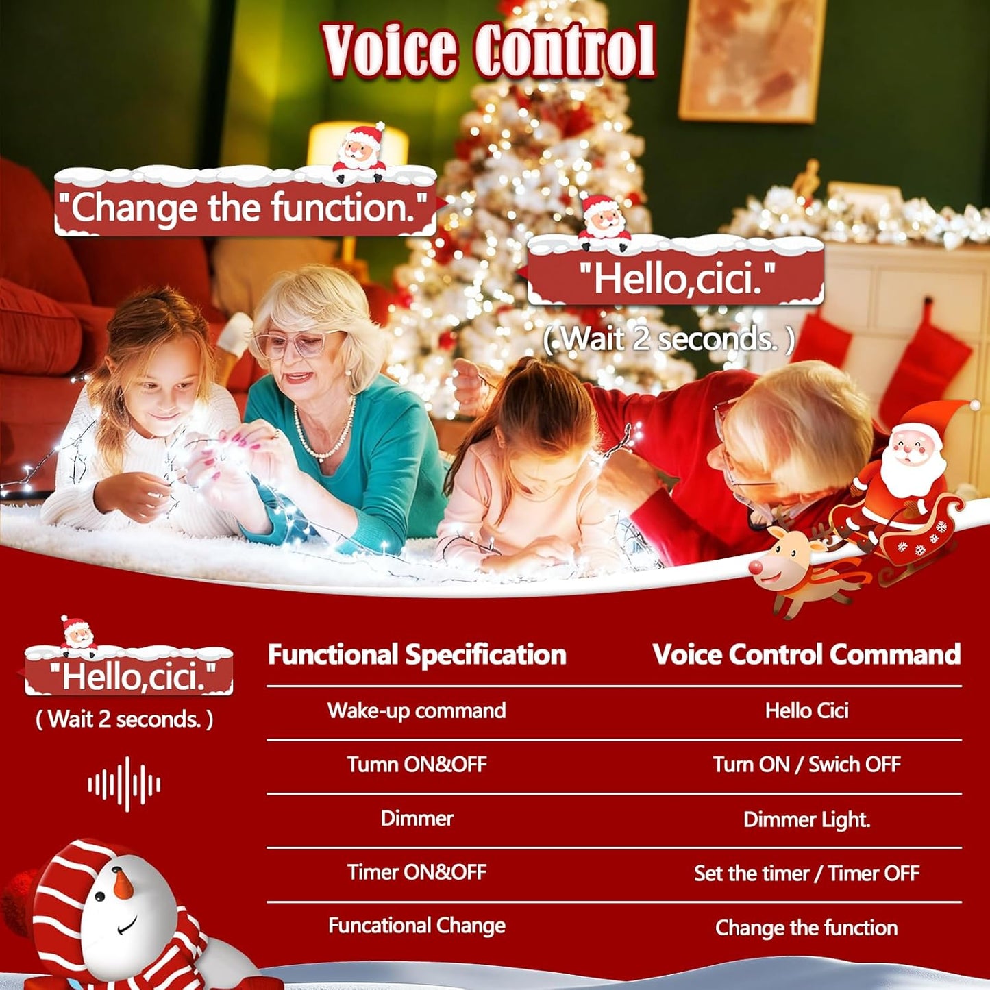 Voice Control 88ft 240LED Smart Christmas String Lights Outdoor/Indoor | String Lights Plug in with Remote, 12Modes, 7Voice Commands & Timers, Christmas Twinkle Light for Xmas Tree Decor (Cool White)