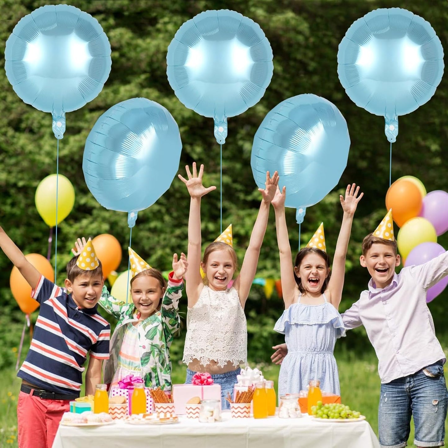 20 Pcs Light Blue Round Shaped Balloons,18 Inch Round Foil Balloon,Giant Round Mylar Balloon Helium Balloons for Birthday Party Baby Shower Wedding Decorations (Light Blue)