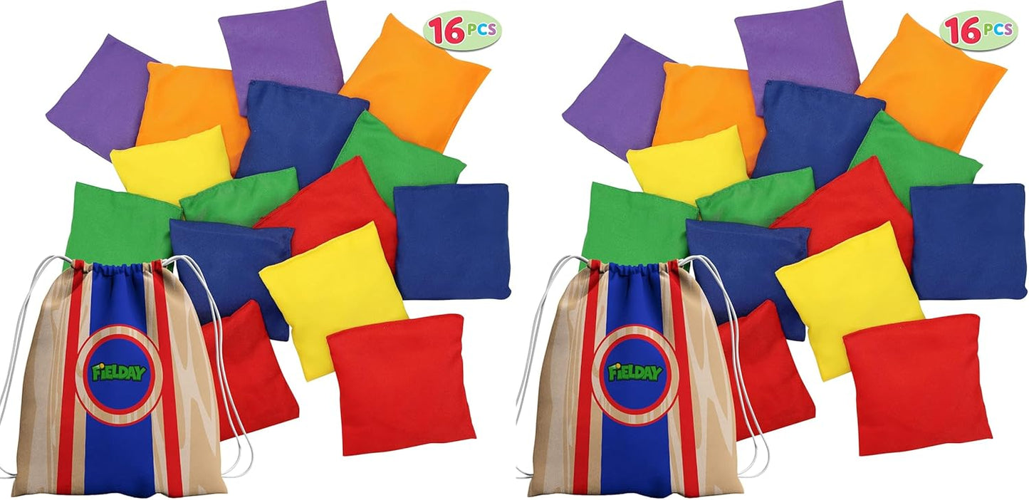 JOYIN 16 Cornhole Bean Bags for Tossing (4.7” x 4.7”), Durable Nylon All-Weather Game, Includes 15 Bean Bags and a Carry Bag, Cornhole Game Set, Party Supplies for Kids & Adults