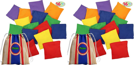 JOYIN 16 Cornhole Bean Bags for Tossing (4.7” x 4.7”), Durable Nylon All-Weather Game, Includes 15 Bean Bags and a Carry Bag, Cornhole Game Set, Party Supplies for Kids & Adults