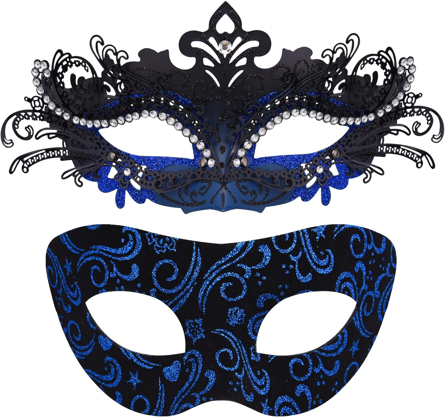 SIQUK Couple Masquerade Masks Metal Venetian Party Mask Halloween Costume Mask Mardi Gras Mask for Couples Women and Men
