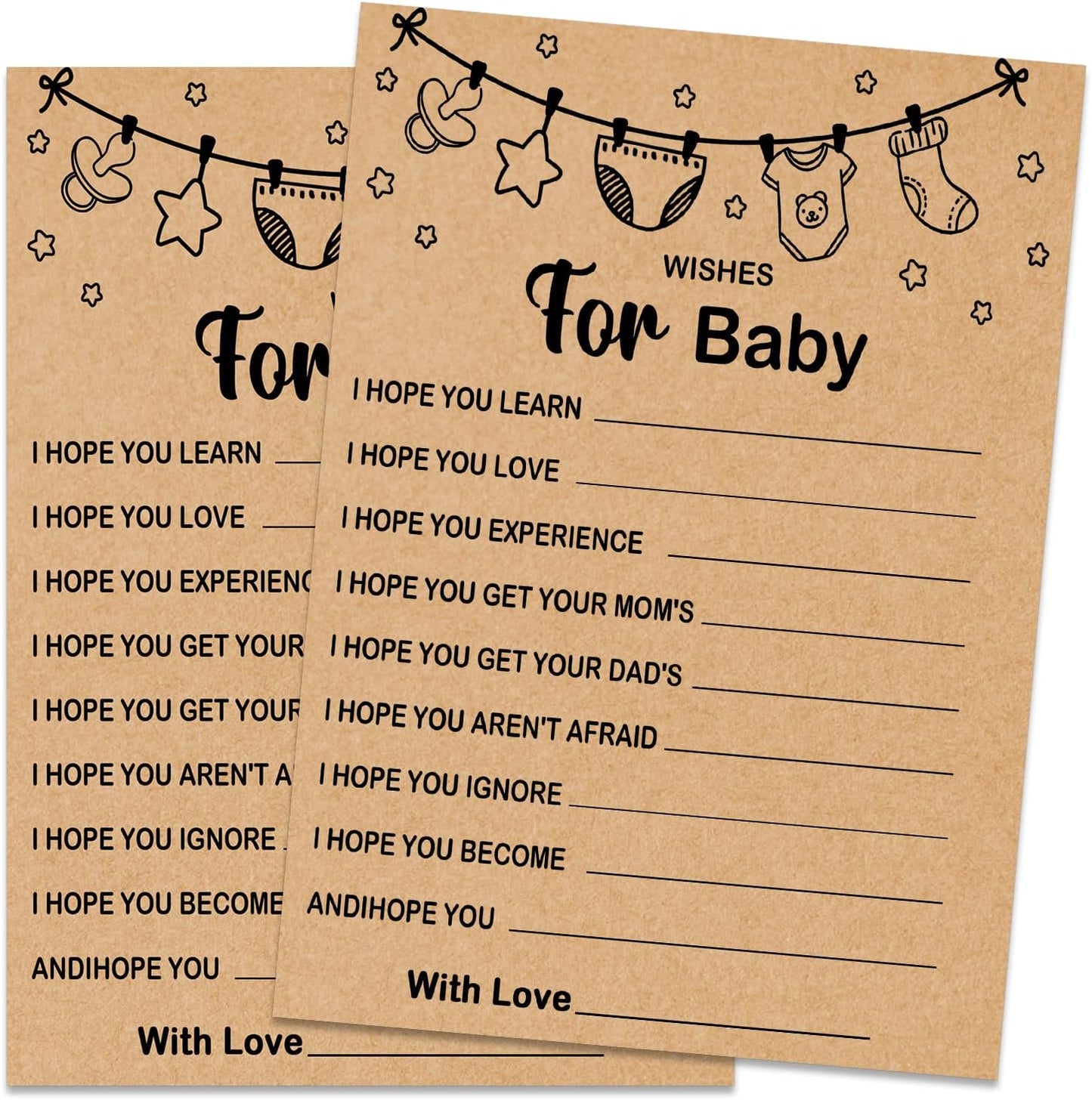 Baby Shower Game, Wishes for Baby, Baby Shower Ideas, Party Activities Ideas Supplies, Baby Shower Party Games Supplies & Activities, 30 Game Cards Included, Kraft