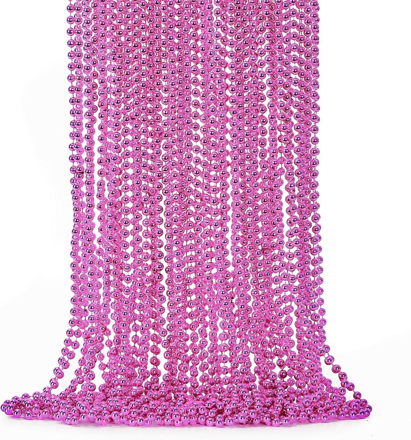 24PCS Bead Necklace, Breast Cancer Awareness Beaded Necklaces Stuff, 33" Mardi Gras Beads Necklace Costume, Festival Parade Throw Accessories for Wedding Birthday Gender Reveal Party Events Supplies