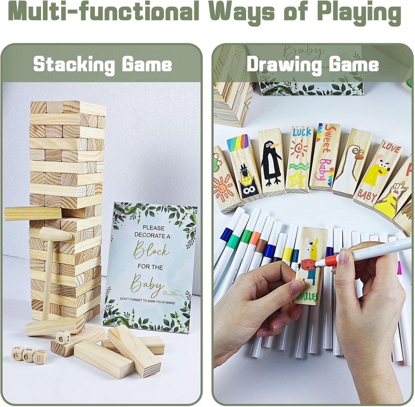 101pcs Fun Baby Shower Games Sign Kit, Lively Baby Shower Game Activities with 2 Ways to Play for Guests, Unique and Creative Activities Suitable for Boys and Girls