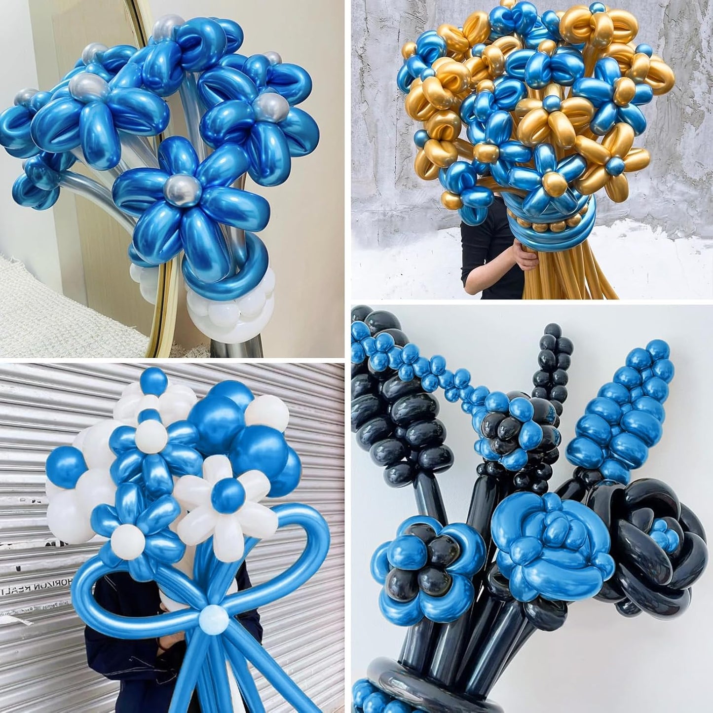 100Pcs Metallic 260 Balloons, Blue Chrome Long Balloon for Animals, 260 Art Ballon for Twisting, Skinny Modeling Supplies for Birthday Party Wedding Festival Decorations. Metallic Blue