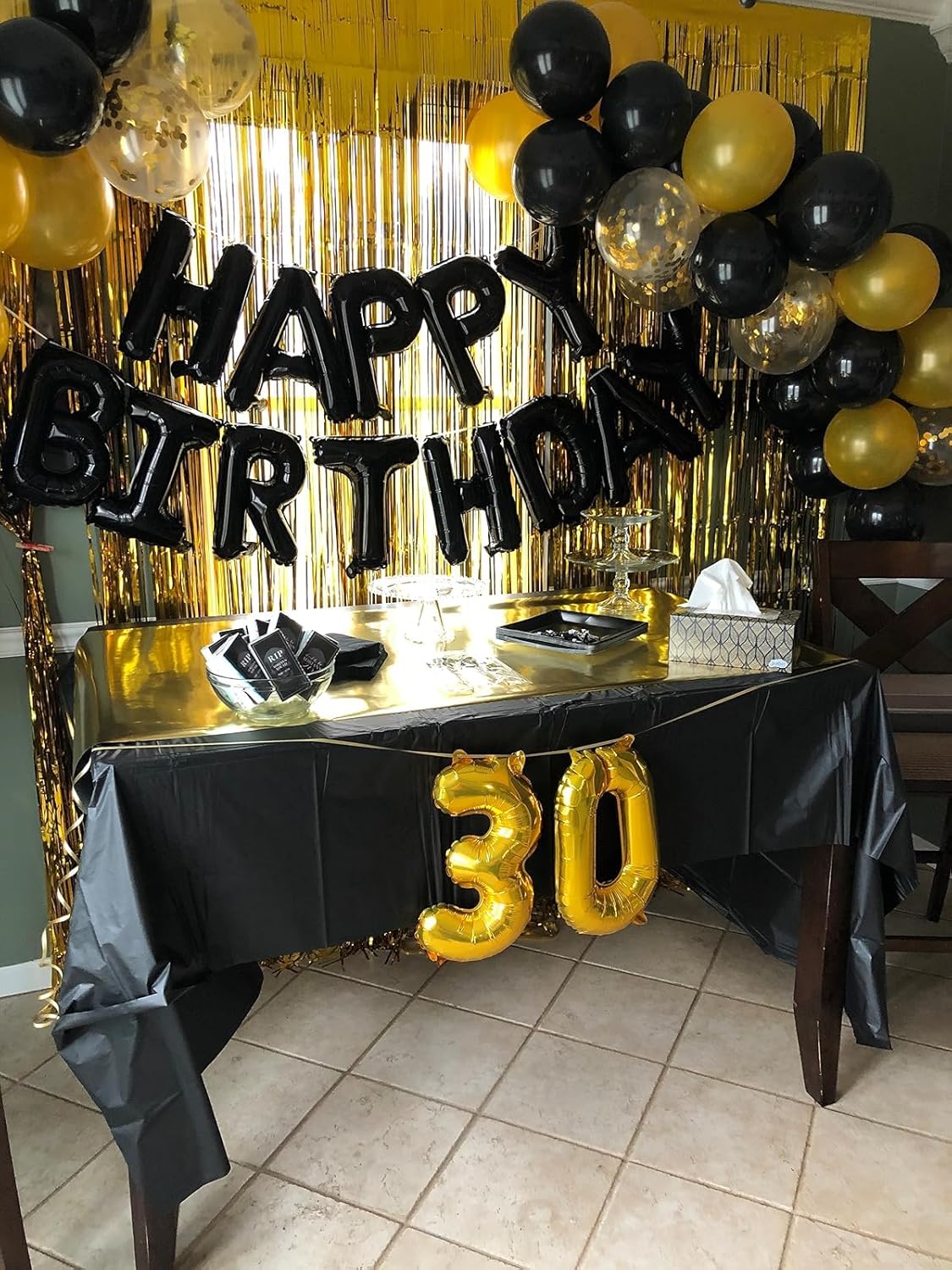 Black Happy Birthday Balloon Banner, 16 Inch Foil Mylar Happy Birthday Balloons Letters, Reusable Happy Birthday Sign, Black Birthday Decorations for Women, Men, Boys and Girls