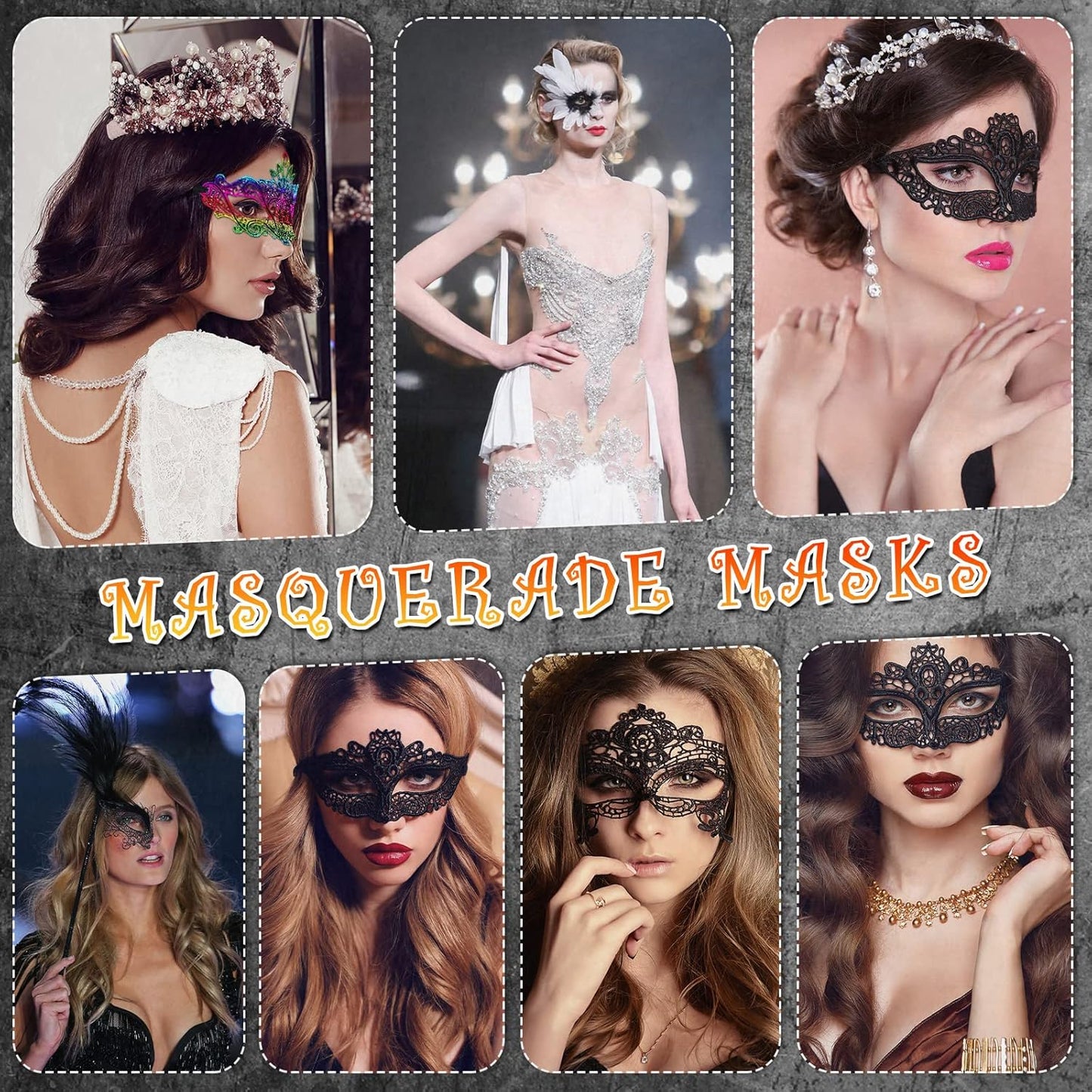 Chivao 50 Pcs Lace Masquerade Masks for Women Venetian Masks Eye Mask Halloween Carnival Mari Grass Costume Party