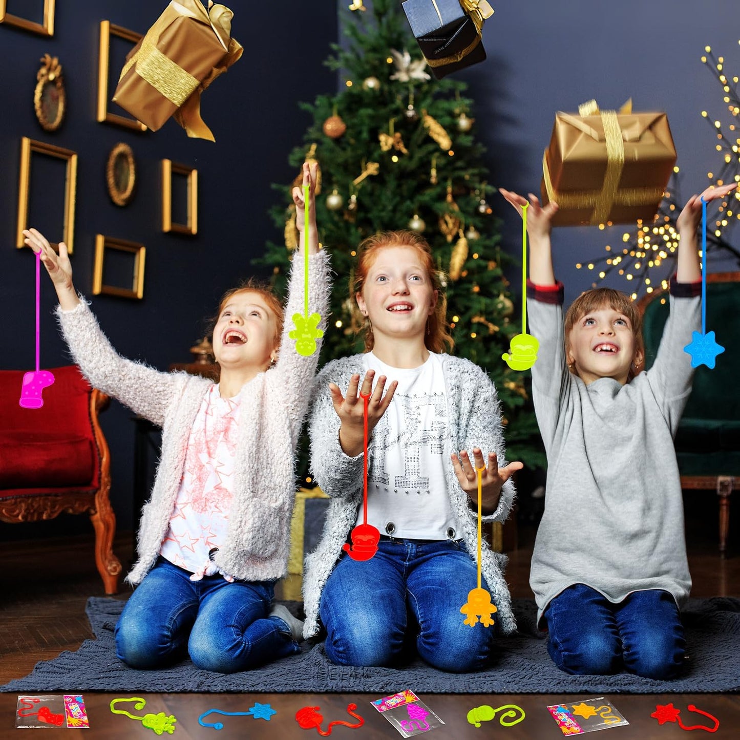 Christmas Stocking Goodie Bag Stuffers for Kids 36 PCS,Holiday Sticky Hands Party Favors Supplies Toys Gifts for Toddlers,Small Non Candy Treat Bag Fillers,Class Games Activities Prizes for Boys Girls