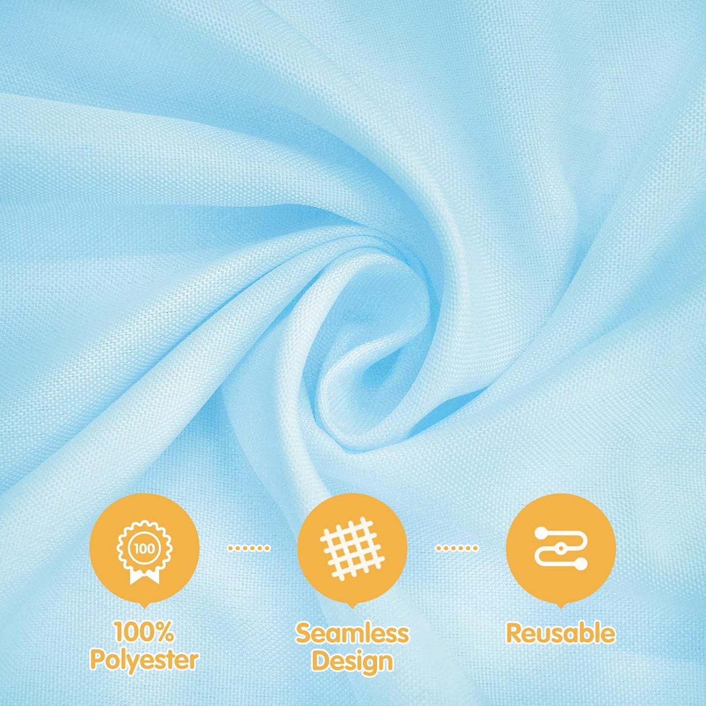 BRILLMAX 6 Pack Light Blue Tablecloths for 8 Foot Rectangle Tables 90 x 156 Inch - 8ft Rectangular Bulk Linen Polyester Fabric Washable Cloth Cover for Wedding Reception Banquet Birthday Party