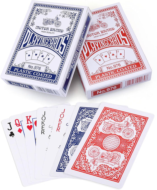 LotFancy Playing Cards, 2 Pack, Decks of Cards, Poker Size Standard Index, for Blackjack, Euchre, Canasta Card Game, Casino Grade Poker Cards, Blue and Red