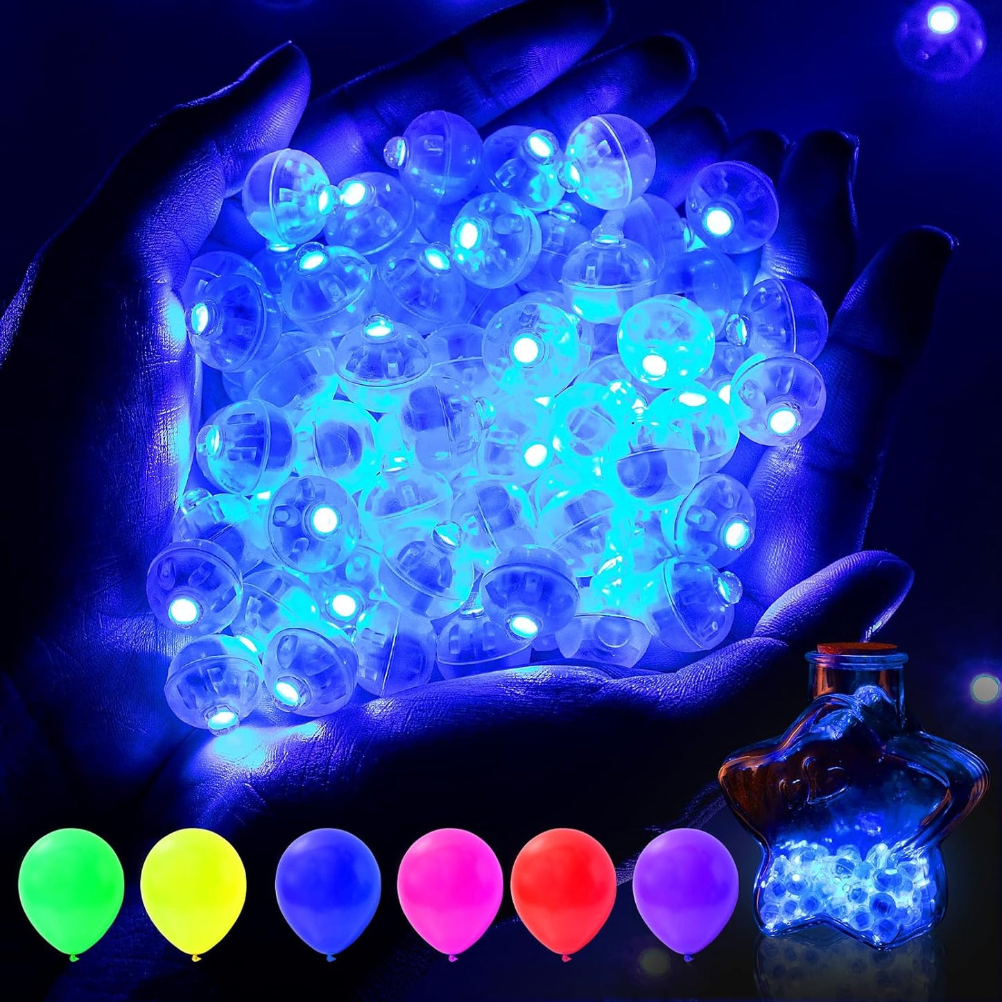 AIKEI 50pcs LED Balloon Lights, Mini Balls Lights,Long Standby Time Party Lamps,Waterproof Led Light for Paper Lantern Valentine's Day Wedding Birthday Party Decoration Blue