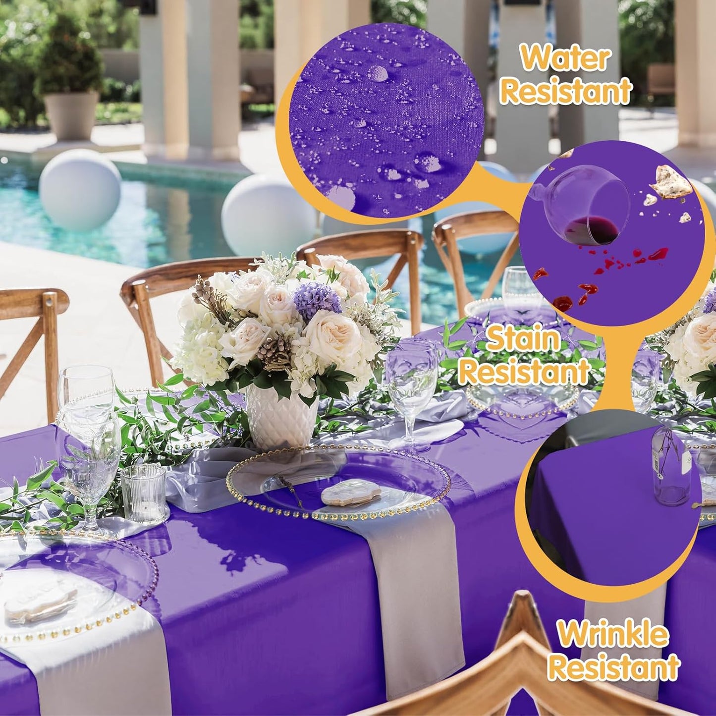 BRILLMAX 8 Pack Purple Tablecloths for 6 Foot Rectangle Tables 60 x 102 Inch - 6ft Rectangular Bulk Linen Polyester Fabric Washable Cloth Cover for Wedding Reception Banquet Birthday Party