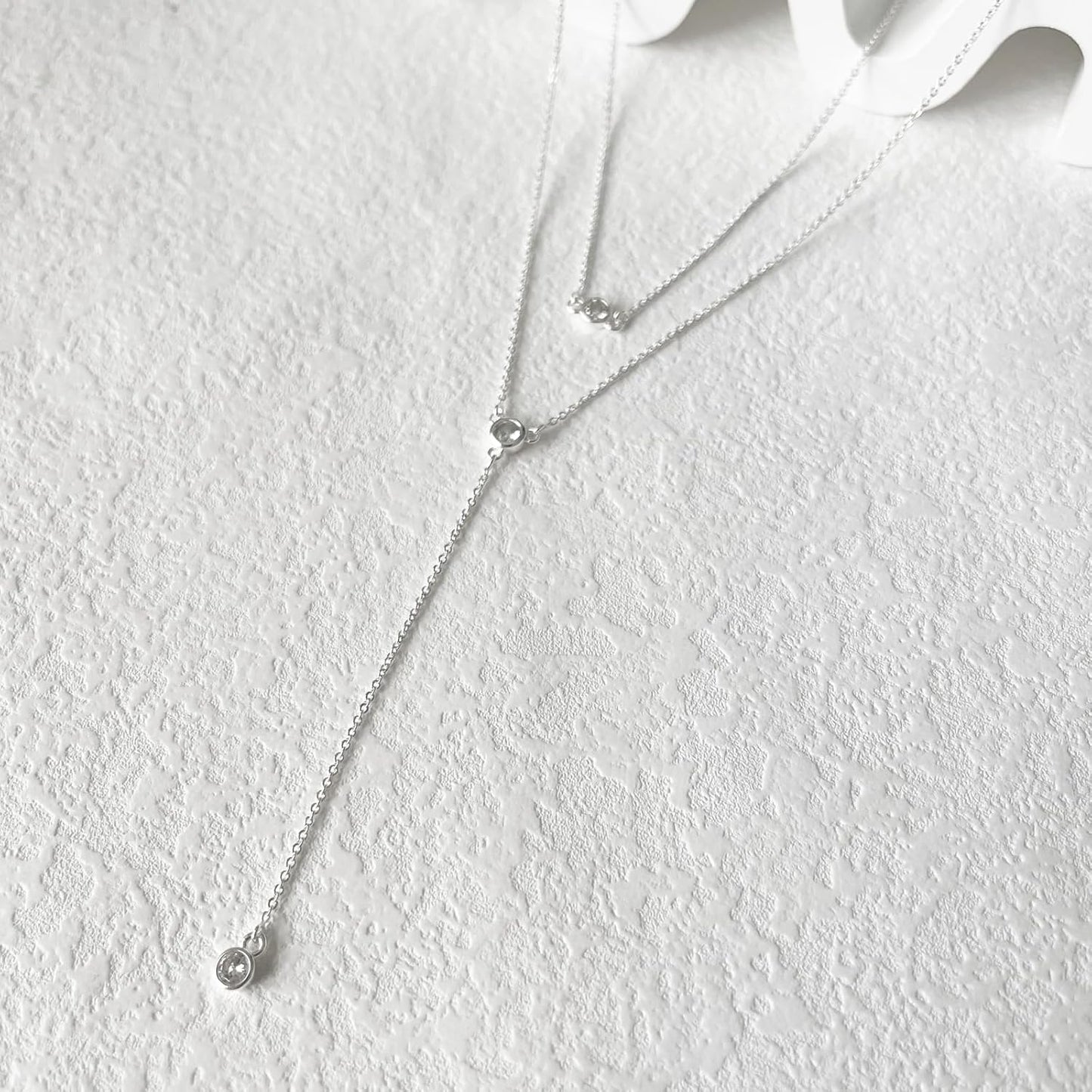 Lariat Gold Necklace for Women, Dainty Long Necklace 14k Gold Plated/Silver Y-Shaped Layered Beaded Chain Drop Necklaces for Women Trendy Simple Gold Jewelry for Women Gifts