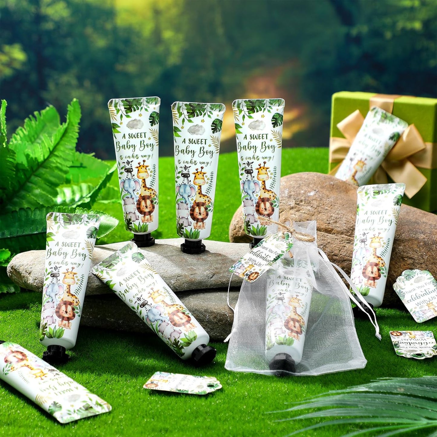 48 Sets Christmas Baby Shower Hand Cream Gift Winter Party Favors for Guests Gift Bulk Mini Travel Size Hand Lotion Set for Guests(Animals)