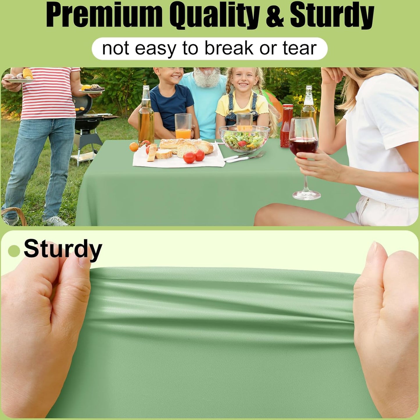 Smiry 54 Inch x 300 Feet Disposable Table Cover Roll, Sage Green Plastic Table Cloth in Cut-to-Size Box with Slide Cutter, Waterproof Rectangle Tablecloths for Weddings, Banquets, Outdoor