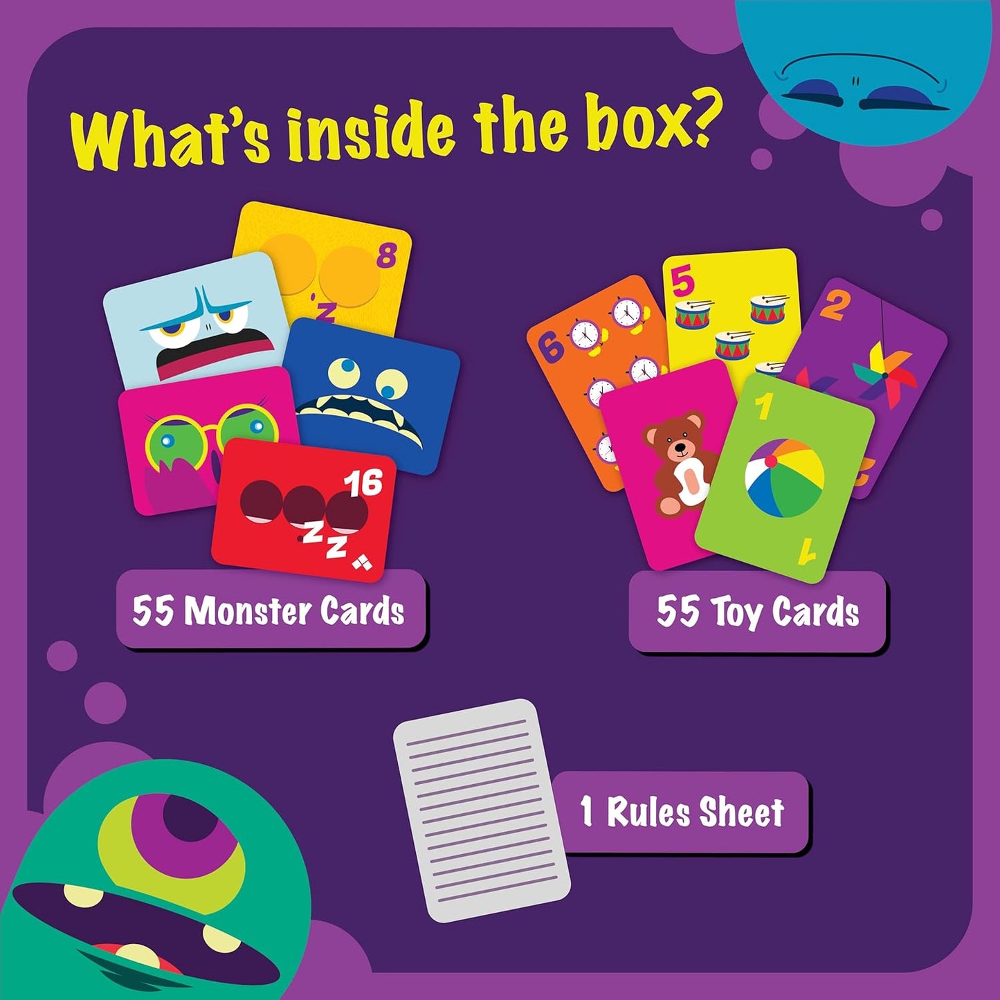 Card Game - Sleeping Monsters, Christmas Stocking Stuffers, Sneakiest Strategy & Suspense Game for Kids, Teens & Adults, Fun for Family Game Night, Educational Gifts for Ages 5 & Up, 2-5 Players