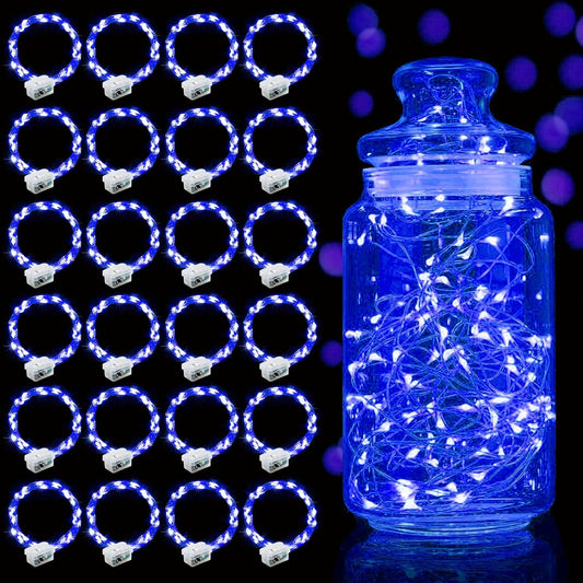 Aogist Led Fairy Lights 3 Modes Battery Operated String Lights Waterproof Silver Wire 7 Feet Firefly Starry Moon Mason Jar Lights for DIY Wedding Party Christmas (Blue, 20 Pack)