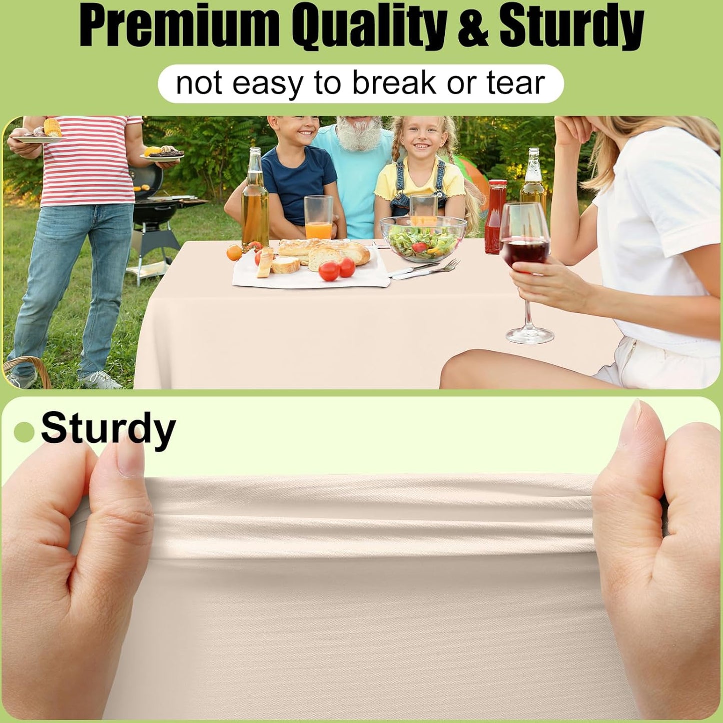 Smiry 54 Inch x 100 Feet Disposable Table Cover Roll, Ivory Plastic Table Cloth in Cut-to-Size Box with Slide Cutter, Waterproof Rectangle Tablecloths for Weddings, Banquets, Outdoor