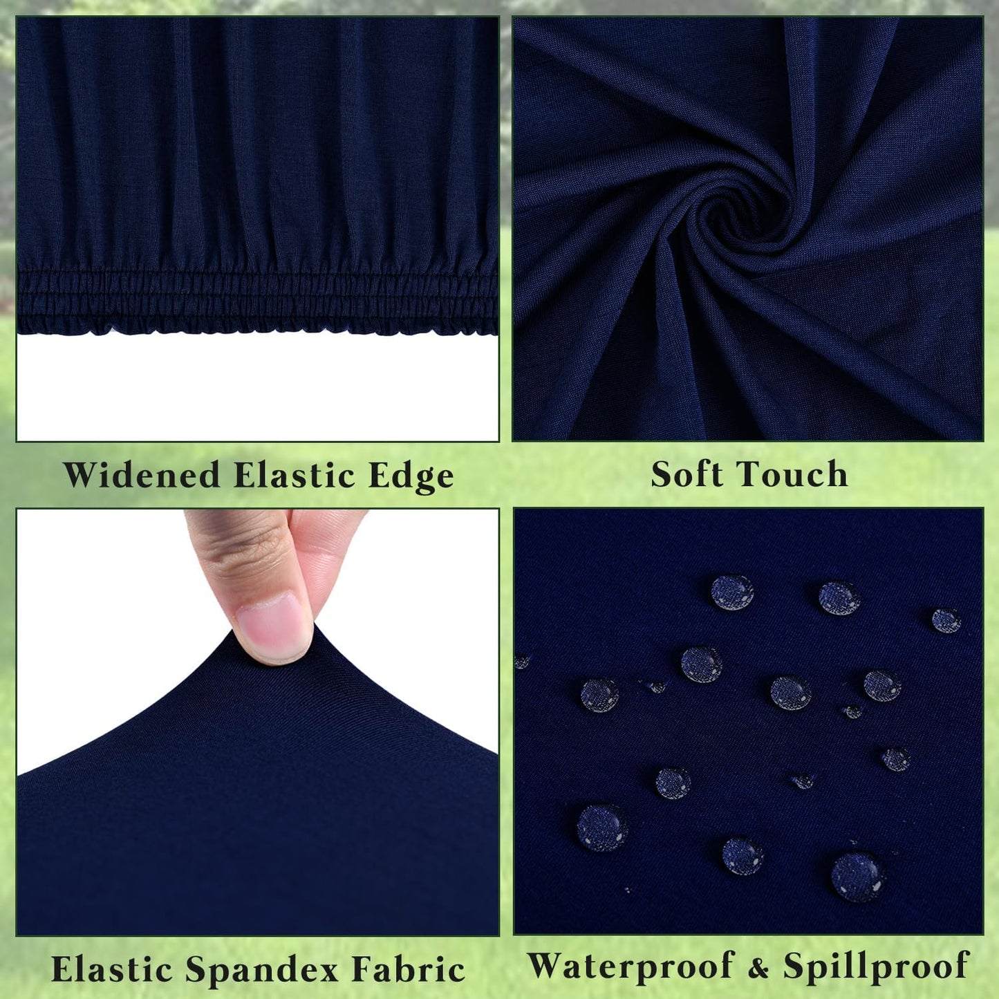 6 Pack Picnic Table Cover Fitted Elastic Tablecloth for 8 Foot Rectangle Tables Waterproof Stretch Washable Folding Indoor Outdoor Spandex Table Cloth for Parties Banquet Camping (Navy Blue,30" x 96")