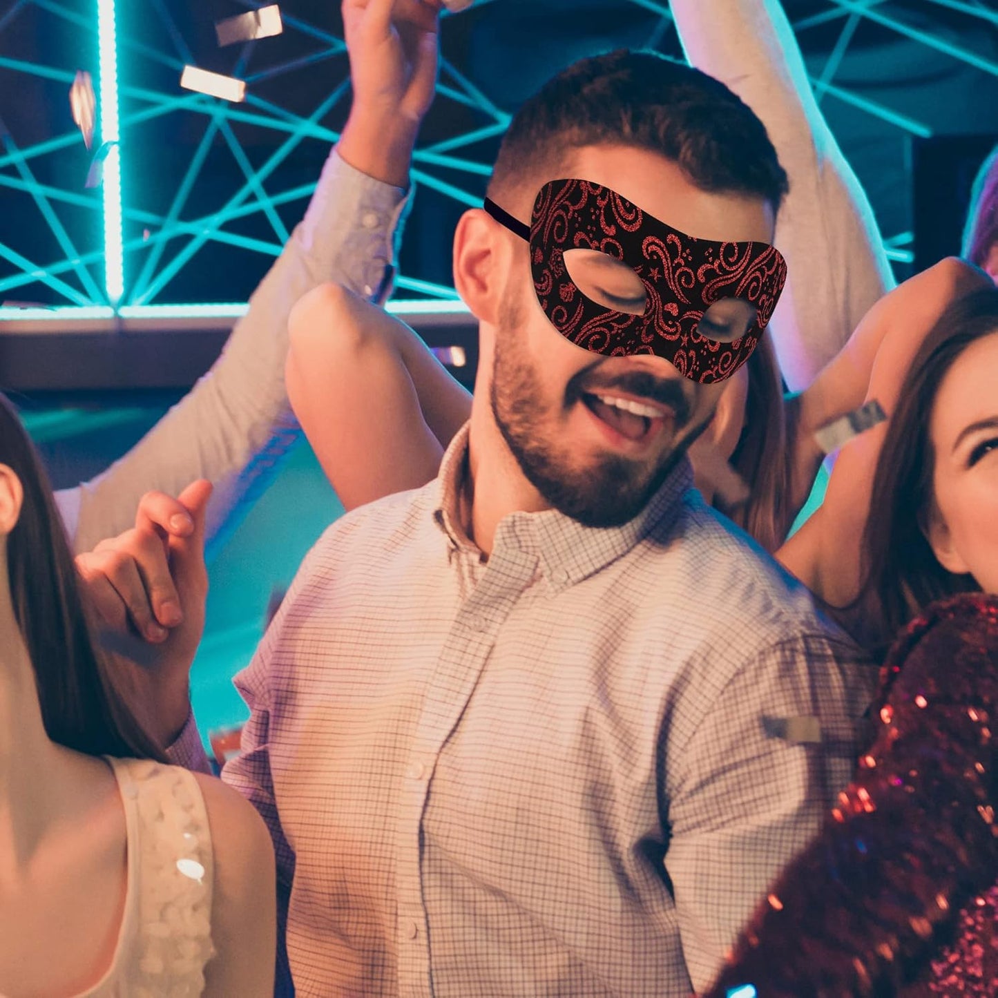 SIQUK Couple Masquerade Masks Metal Venetian Party Mask Halloween Costume Mask Mardi Gras Mask for Couples Women and Men