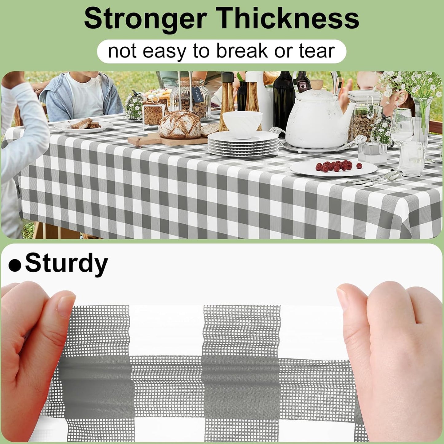 Smiry 54 Inch x 300 Feet Disposable Table Cover Roll, Grey & White Plastic Table Cloth in Cut-to-Size Box with Slide Cutter, Waterproof Rectangle Tablecloths for Weddings, Banquets, Outdoor