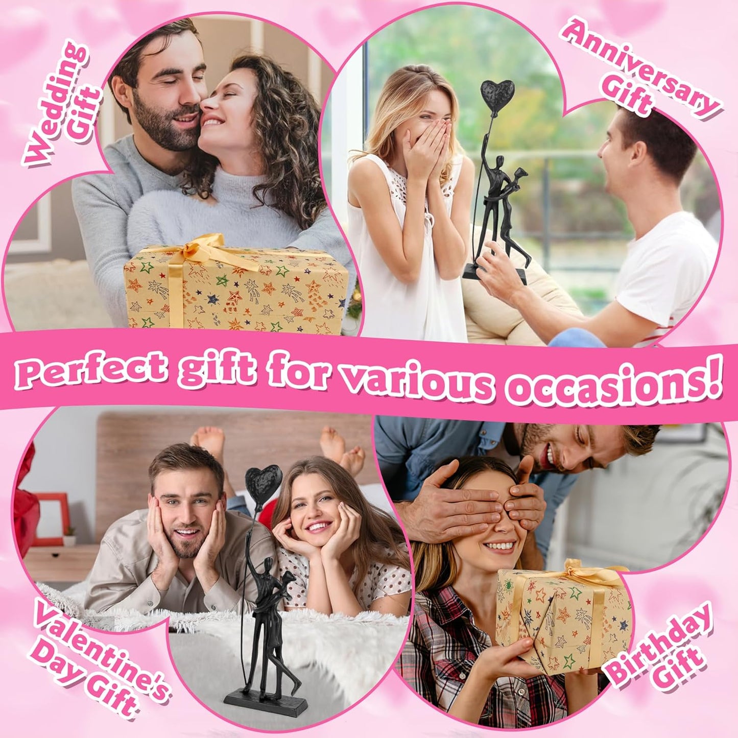 Wedding Gifts for Couples 2025, Romantic Couple Iron Sculpture 12in Handcrafted Passionate Love Metal Statue Decoration, Anniversary for Women Men Her Him Wife Husband Birthday Gifts