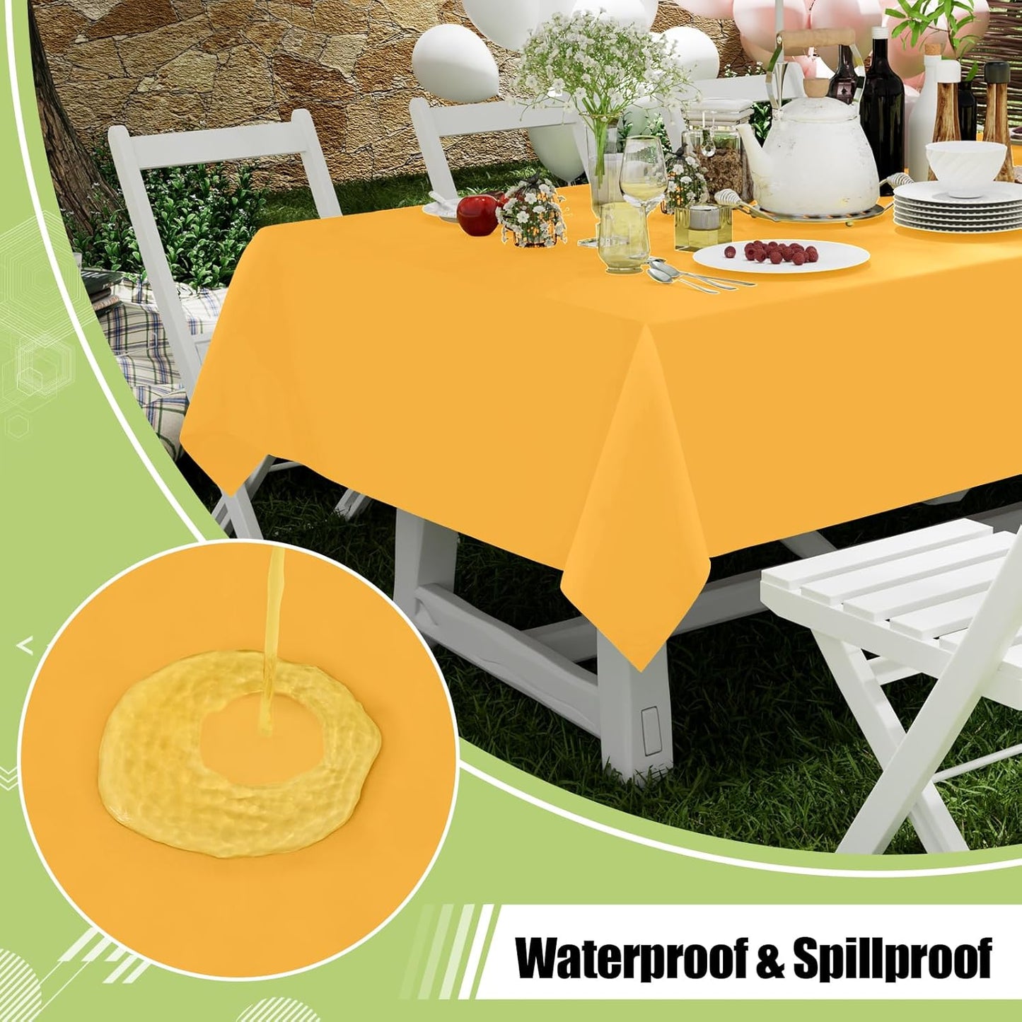 Smiry 54 Inch x 100 Feet Disposable Table Cover Roll, Mustard Yellow Plastic Table Cloth in Cut-to-Size Box with Slide Cutter, Waterproof Rectangle Tablecloths for Weddings, Banquets, Outdoor