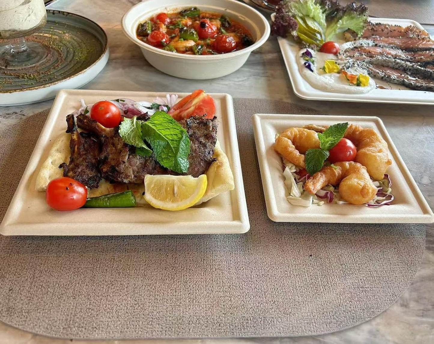 GreenWorks 8 inch and 10 inch Compostable Plates (each 50 Count), 100 Count Bagasse and Bamboo Fiber Disposable Paper Plates