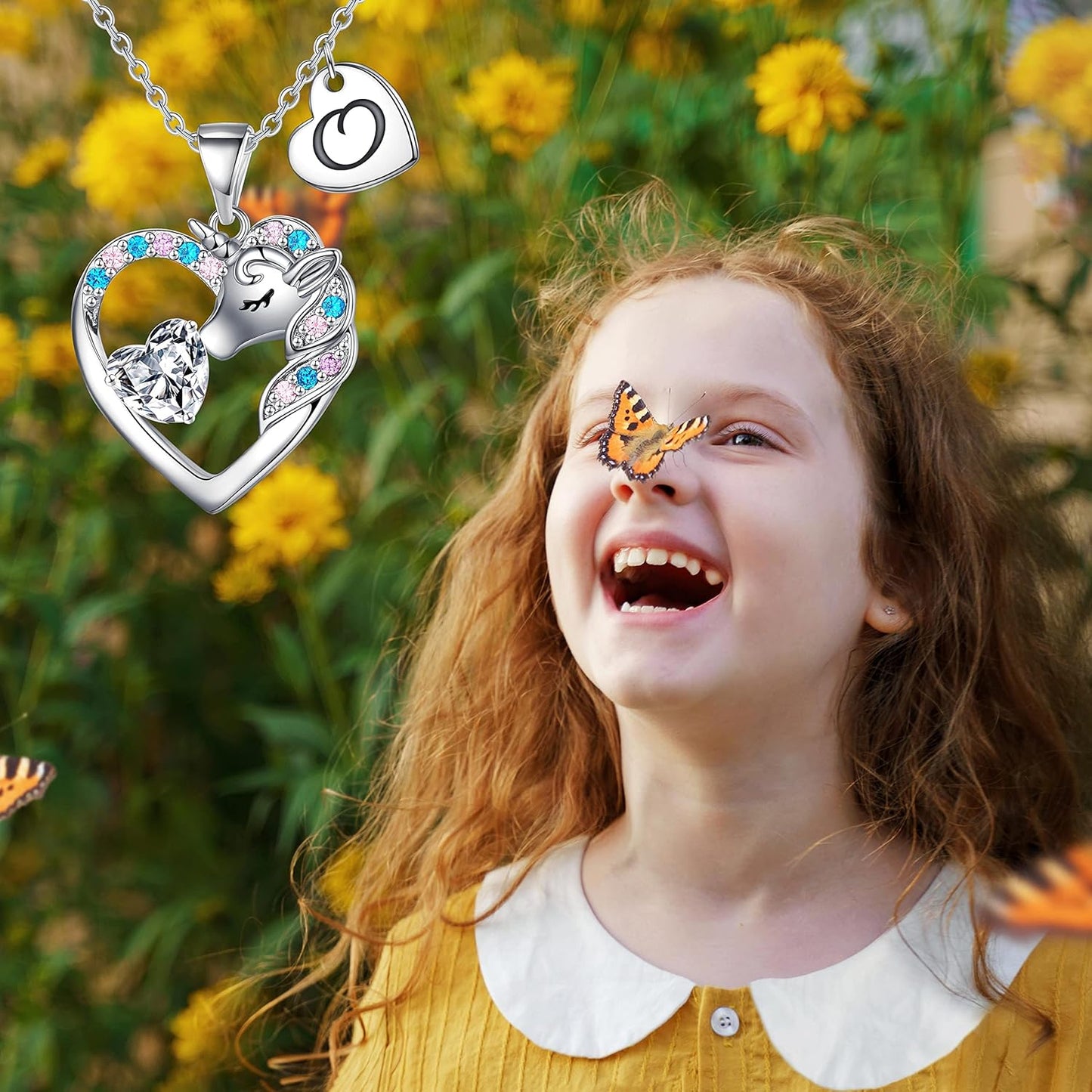 Christmas Gifts for Grandkids Kids - Colorful CZ Heart Initial Unicorn Necklace for Girls Jewelry Unicorn Birthday Gifts for Girls Stocking Stuffers for Kids